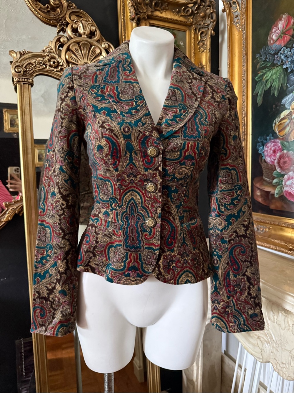 Paisley Women’s Jacket in Teal & Burgundy